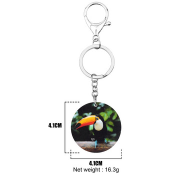 Bonsny Ακρυλικό Στρογγυλό Lovely Toucan Bird Keychains Ζώο μπρελόκ κοσμήματα για γυναίκες φίλες και κορίτσια μόδα δώρο αξεσουάρ αυτοκινήτου