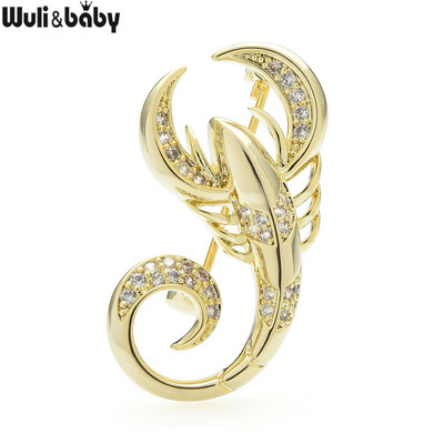 Wuli&baby Broșe cehe cu strass scorpion pentru femei unisex 2 culori petrecere cu insecte broșă casual ace Cadouri
