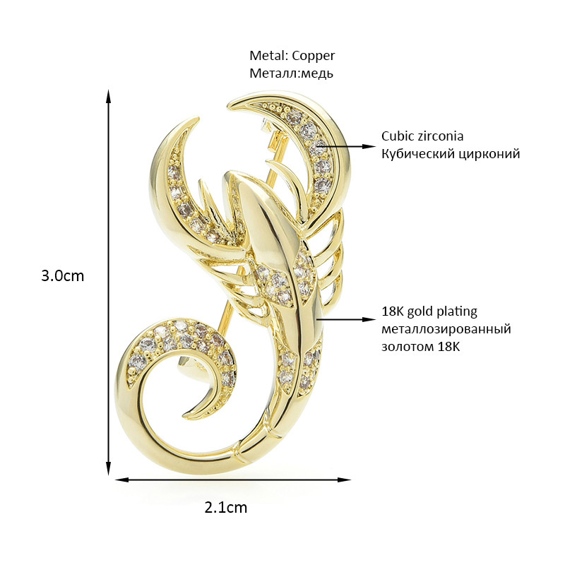 Wuli&baby Broșe cehe cu strass scorpion pentru femei unisex 2 culori petrecere cu insecte broșă casual ace Cadouri