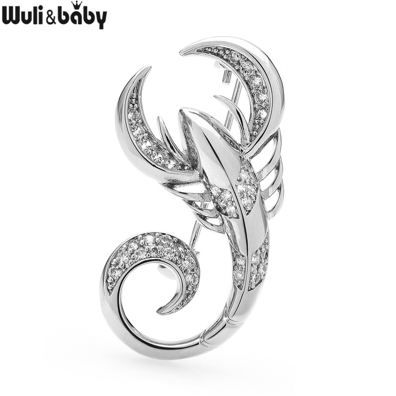 Wuli&baby Broșe cehe cu strass scorpion pentru femei unisex 2 culori petrecere cu insecte broșă casual ace Cadouri
