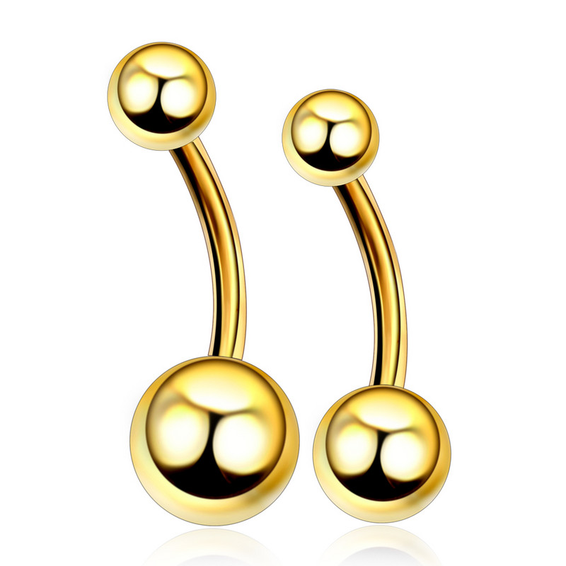 Reducere 1PC G23 titan curbat Barbell Piercing pentru buric Inele pentru buric Piercing pentru corp Nombril Ombligo Bijuterii 14g