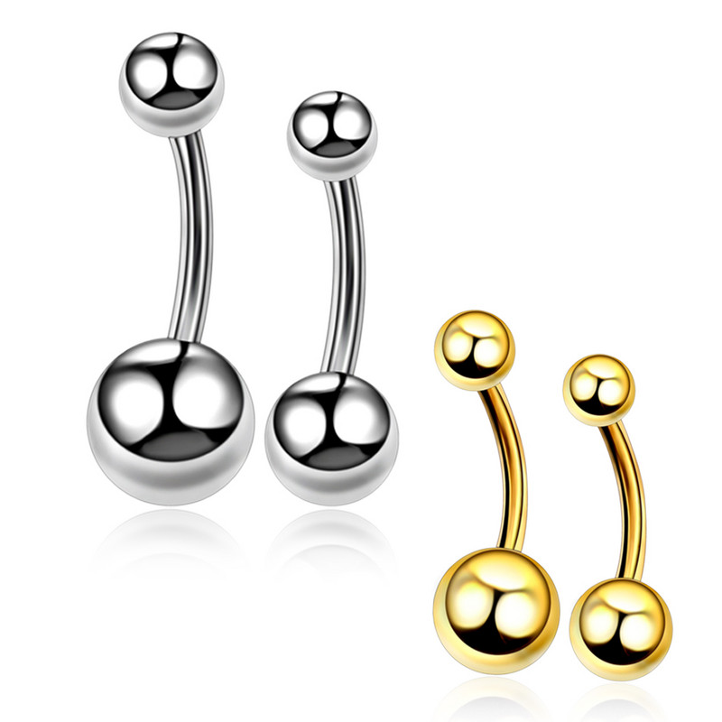 Reducere 1PC G23 titan curbat Barbell Piercing pentru buric Inele pentru buric Piercing pentru corp Nombril Ombligo Bijuterii 14g