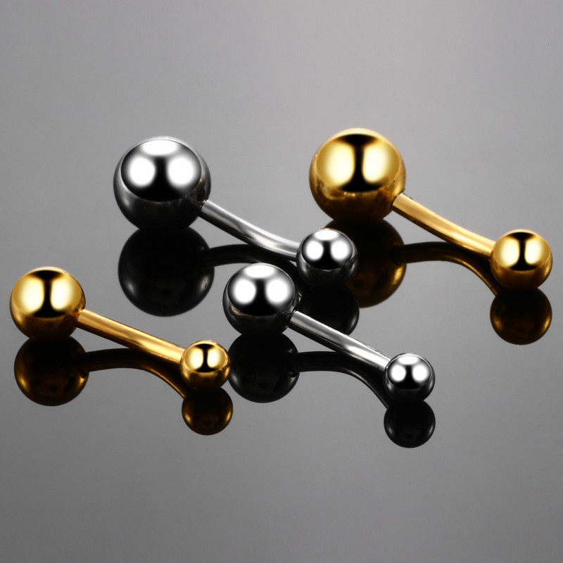 Reducere 1PC G23 titan curbat Barbell Piercing pentru buric Inele pentru buric Piercing pentru corp Nombril Ombligo Bijuterii 14g