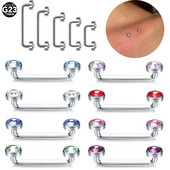 1PC Piercing din titan 14G Filet Intern Cristal CZ Bara de Suprafață Barbell Industrială Micro Ancore Dermale Inele Sex Bijuterii pentru corp