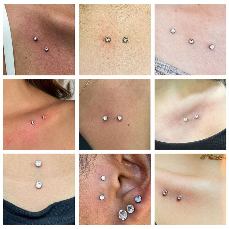 1PC Piercing din titan 14G Filet Intern Cristal CZ Bara de Suprafață Barbell Industrială Micro Ancore Dermale Inele Sex Bijuterii pentru corp