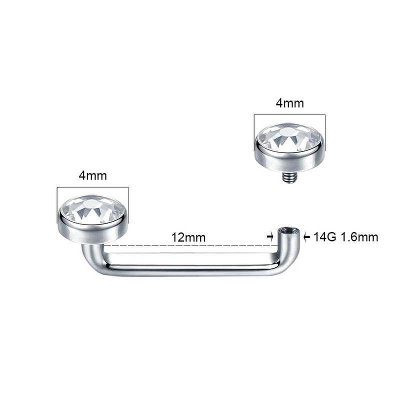 1PC Piercing din titan 14G Filet Intern Cristal CZ Bara de Suprafață Barbell Industrială Micro Ancore Dermale Inele Sex Bijuterii pentru corp