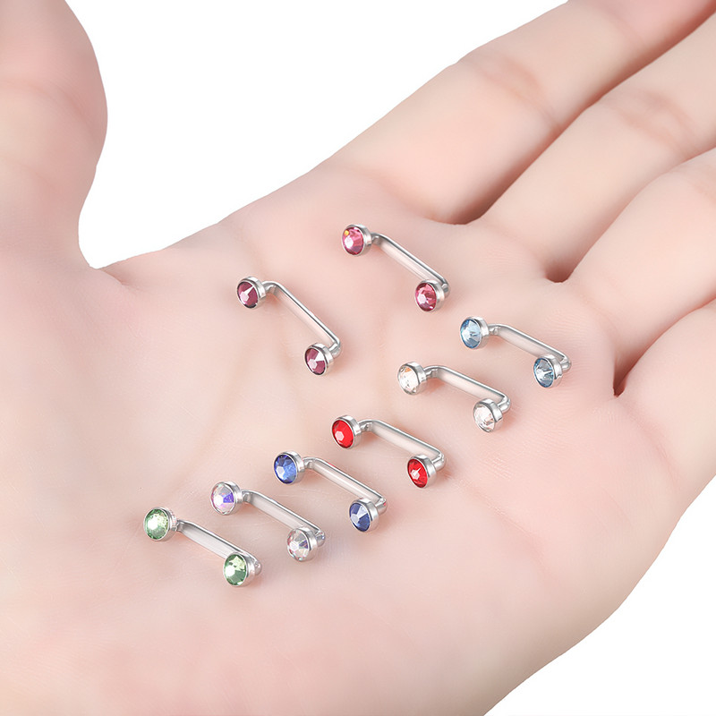 1PC Piercing din titan 14G Filet Intern Cristal CZ Bara de Suprafață Barbell Industrială Micro Ancore Dermale Inele Sex Bijuterii pentru corp