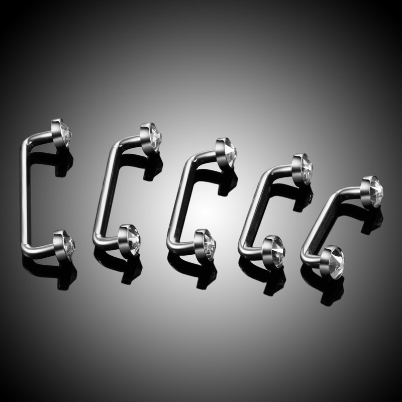 1PC Piercing din titan 14G Filet Intern Cristal CZ Bara de Suprafață Barbell Industrială Micro Ancore Dermale Inele Sex Bijuterii pentru corp