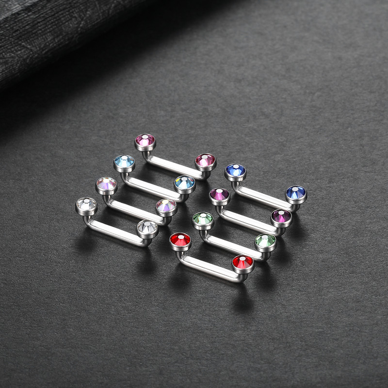 1PC Piercing din titan 14G Filet Intern Cristal CZ Bara de Suprafață Barbell Industrială Micro Ancore Dermale Inele Sex Bijuterii pentru corp