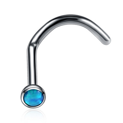 Modni 1kom Titanium Opal kameni zavrtanj za nos Piercing Nariz Nozdrva Piercing S oblik zakrivljene naušnice za nos Nakit za tijelo 20 g