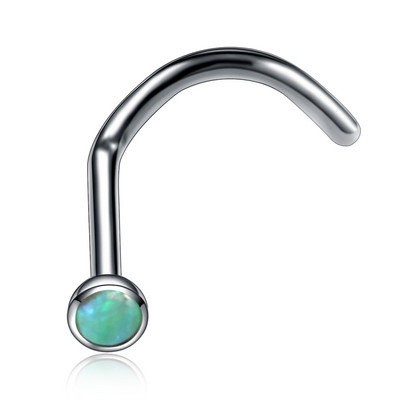 Modni 1kom Titanium Opal kameni zavrtanj za nos Piercing Nariz Nozdrva Piercing S oblik zakrivljene naušnice za nos Nakit za tijelo 20 g