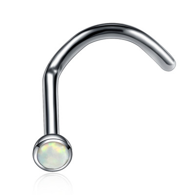 Modni 1kom Titanium Opal kameni zavrtanj za nos Piercing Nariz Nozdrva Piercing S oblik zakrivljene naušnice za nos Nakit za tijelo 20 g