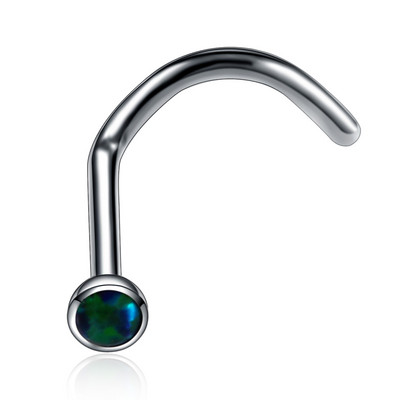 Modni 1kom Titanium Opal kameni zavrtanj za nos Piercing Nariz Nozdrva Piercing S oblik zakrivljene naušnice za nos Nakit za tijelo 20 g