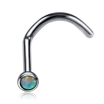 Modni 1kom Titanium Opal kameni zavrtanj za nos Piercing Nariz Nozdrva Piercing S oblik zakrivljene naušnice za nos Nakit za tijelo 20 g