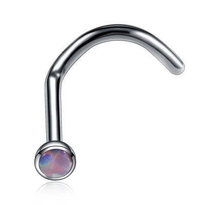 Modni 1kom Titanium Opal kameni zavrtanj za nos Piercing Nariz Nozdrva Piercing S oblik zakrivljene naušnice za nos Nakit za tijelo 20 g