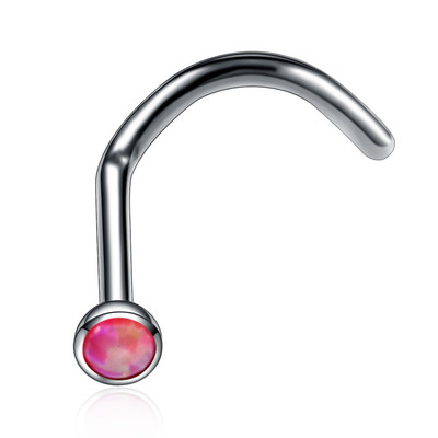 Modni 1kom Titanium Opal kameni zavrtanj za nos Piercing Nariz Nozdrva Piercing S oblik zakrivljene naušnice za nos Nakit za tijelo 20 g