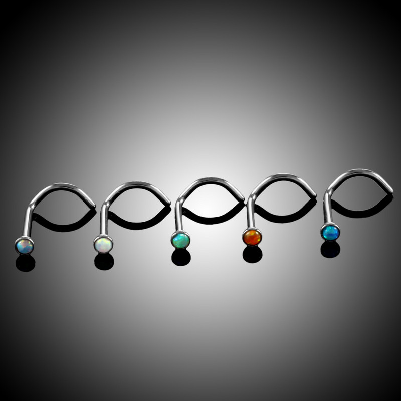 Modni 1kom Titanium Opal kameni zavrtanj za nos Piercing Nariz Nozdrva Piercing S oblik zakrivljene naušnice za nos Nakit za tijelo 20 g