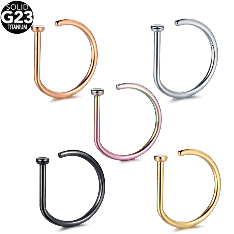 1PC G23 titan colorat în formă de D inele cu cerc pentru nas Piercing pentru cartilalge pentru ureche Piercing pentru nariz Nariz Bijuterii pentru corp 18G 20G