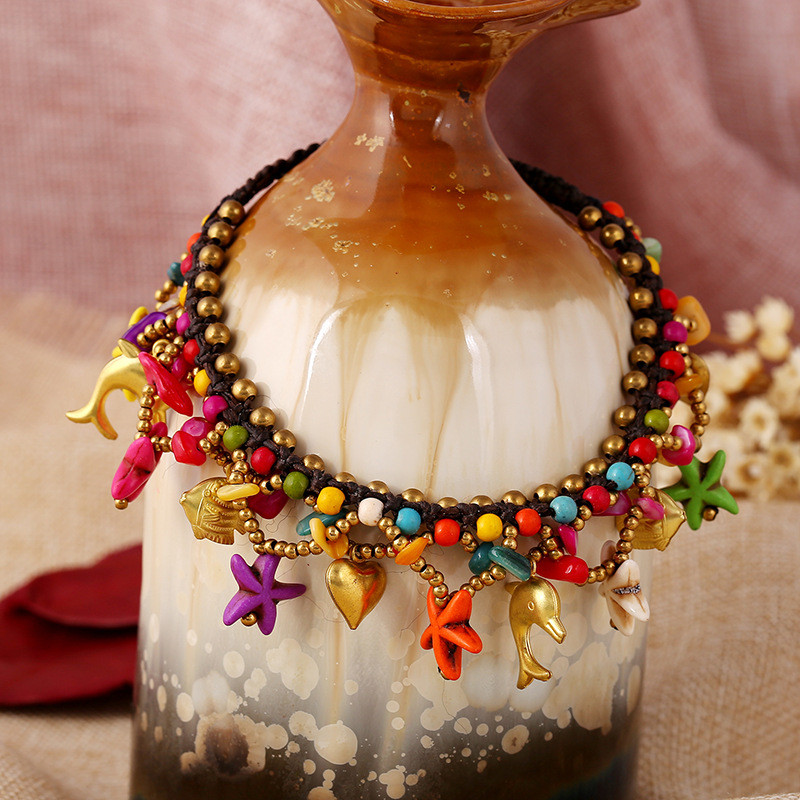 Nakit za plažu Zvono Delfin Morska zvijezda Perle Narukvice za gležnjeve Lanac Narukvica Žene Djevojke Cheville Sandale za bose noge Narukvica za gležnjeve Bohemia