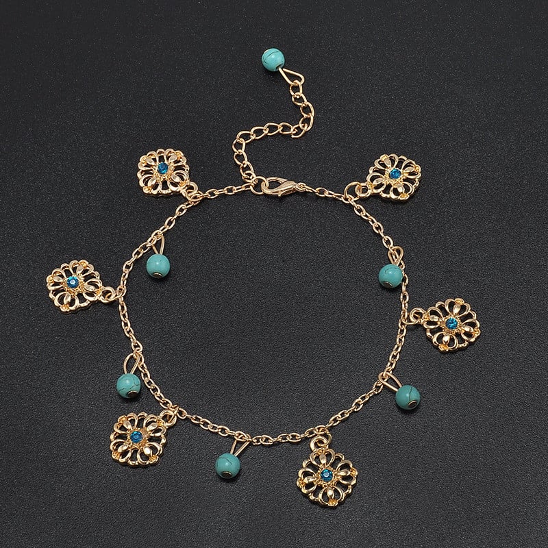 Set 2 bucăți mărgele pandantiv cu flori, glezne de plajă pentru femei, de culoare aurie, glezne boho sexy, lanț pentru picioare, bijuterii, cadou, livrare picătură