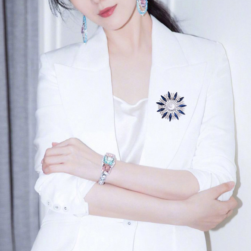 Noua Brose Cristal Floarea Soarelui Pentru Femeie Petrecere Nunta Aliaj Corsaj Pin Accesorii Esarfa Brosa Cadou