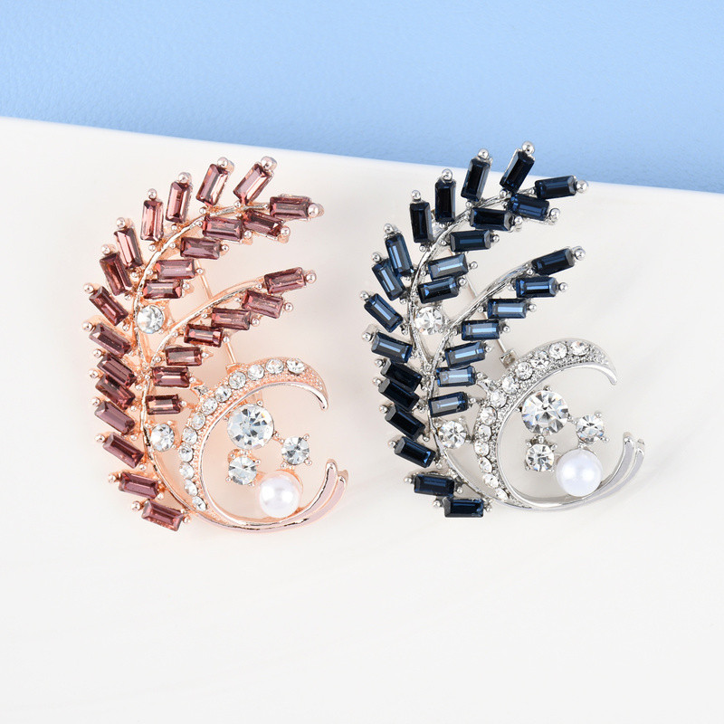 Prabangi mėlyna, raudona, krištolo perlų puokštė, sagė moterims, elegantiškos vakarėlio vestuvėms sužadėtuvių papuošalų dovanos