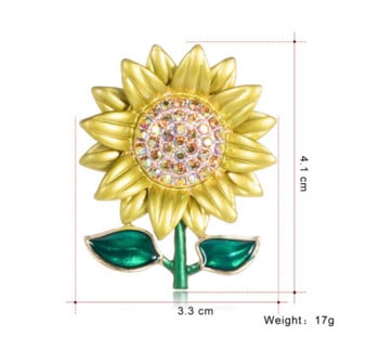 Χαριτωμένη καρφίτσα Sunflower Twinkling Crystal Melon Seeds pins for Women Emal Brooches Αξεσουάρ κοσμημάτων γάμου