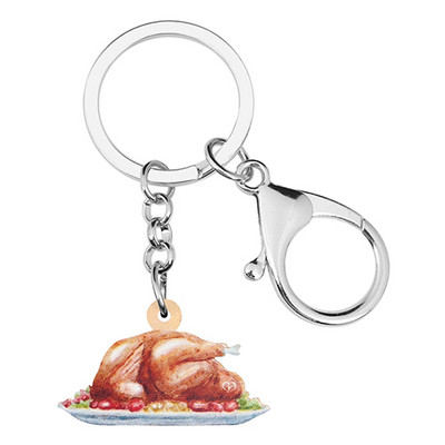 Bonsny Akrilo Padėkos diena Turkija Kepta vištiena Raktų pakabukai Žiedai Papuošalai Automobilių piniginės Krepšys Dekoratyviniai Raktų Pakabukai Moterims Mergaitei Dovana