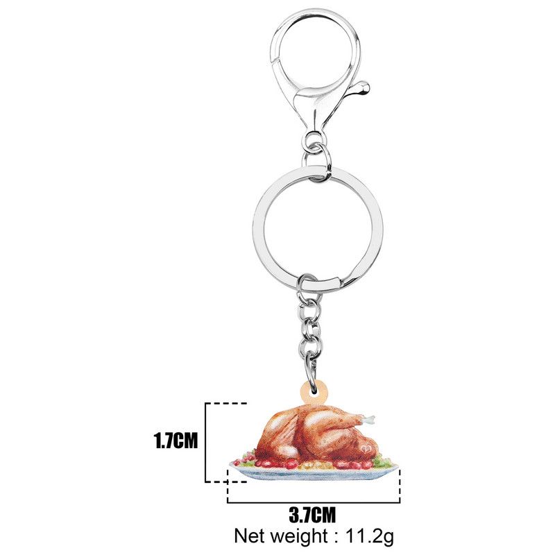 Bonsny Akrilo Padėkos diena Turkija Kepta vištiena Raktų pakabukai Žiedai Papuošalai Automobilių piniginės Krepšys Dekoratyviniai Raktų Pakabukai Moterims Mergaitei Dovana