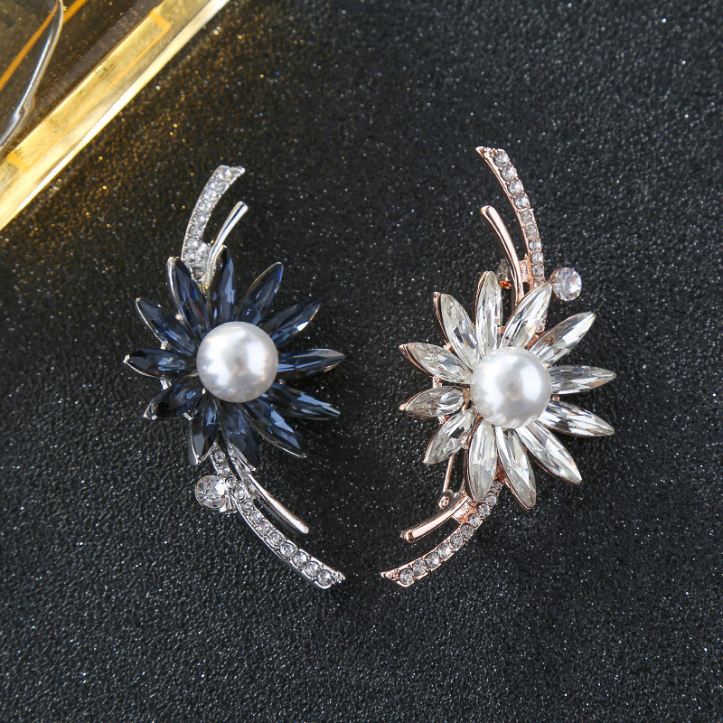 2 culori Fashion Pearl Crystal Pin Strass Floare Petrecere Birou Broșe Bijuterii Accesorii pentru haine