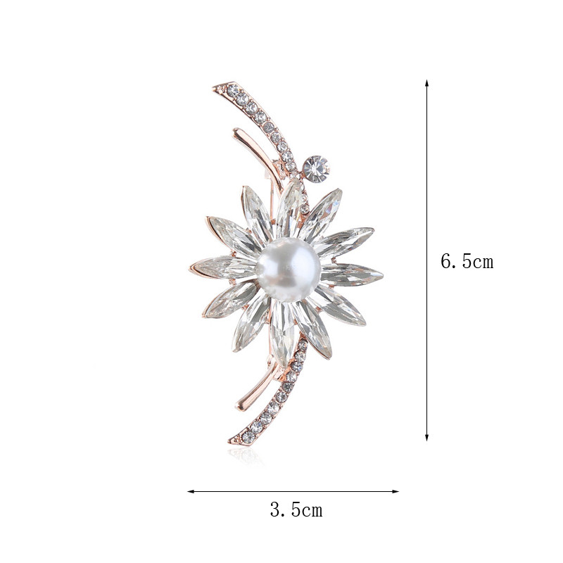 2 culori Fashion Pearl Crystal Pin Strass Floare Petrecere Birou Broșe Bijuterii Accesorii pentru haine