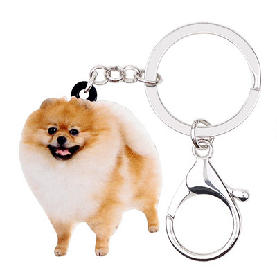 Bonsny Statement Acrilic Pomeranian Fericit Câine Breloc Breloc Inele Bijuterii de modă Pentru Femei Fete Lady Pomerania Charms Cadou