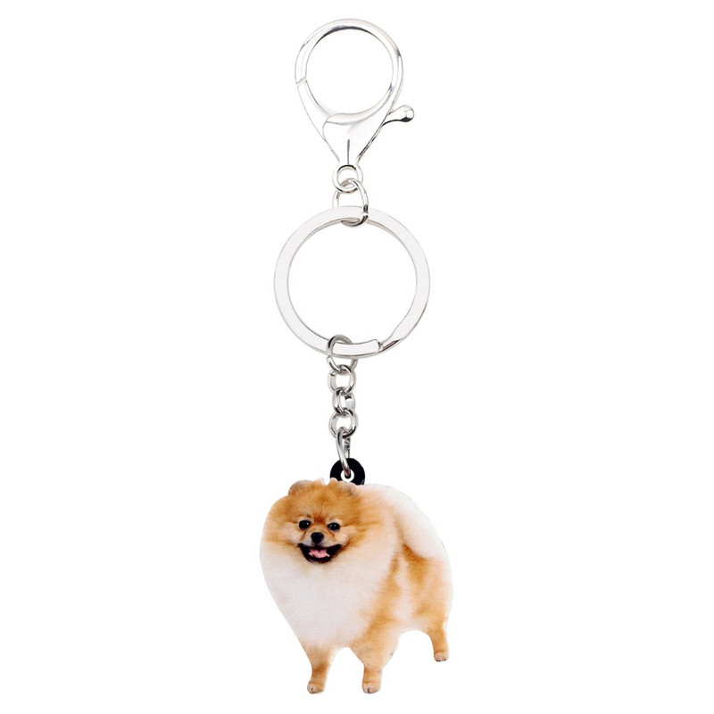 Bonsny Statement Acrilic Pomeranian Fericit Câine Breloc Breloc Inele Bijuterii de modă Pentru Femei Fete Lady Pomerania Charms Cadou