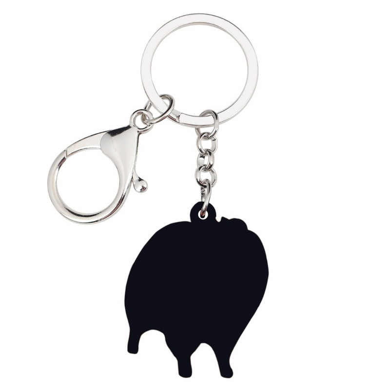 Bonsny Statement Acrilic Pomeranian Fericit Câine Breloc Breloc Inele Bijuterii de modă Pentru Femei Fete Lady Pomerania Charms Cadou