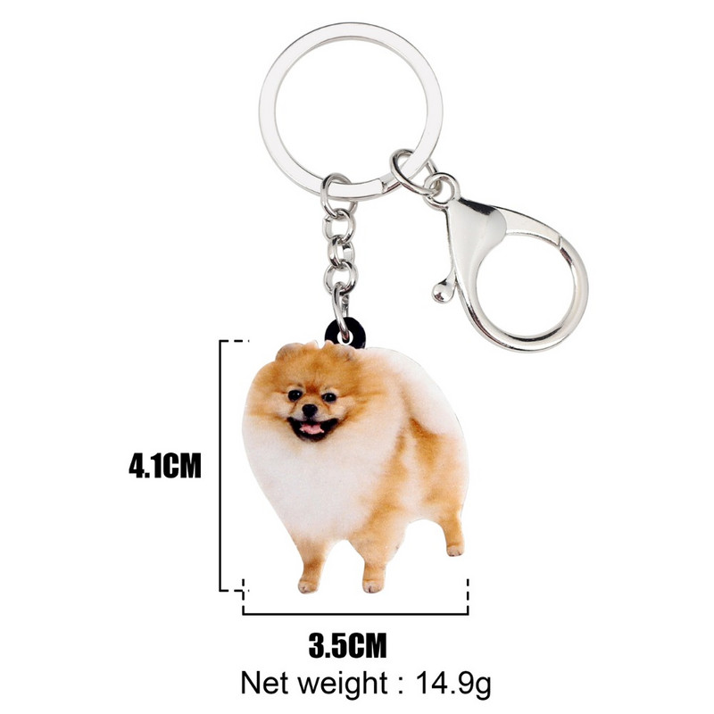 Bonsny Statement Acrilic Pomeranian Fericit Câine Breloc Breloc Inele Bijuterii de modă Pentru Femei Fete Lady Pomerania Charms Cadou