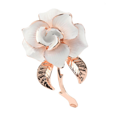 Broșă cu flori de gardenie din aliaj în 3 culori, cu picurare de ulei, pentru femei, floare vintage, drăguță, broșă creativă, bijuterii