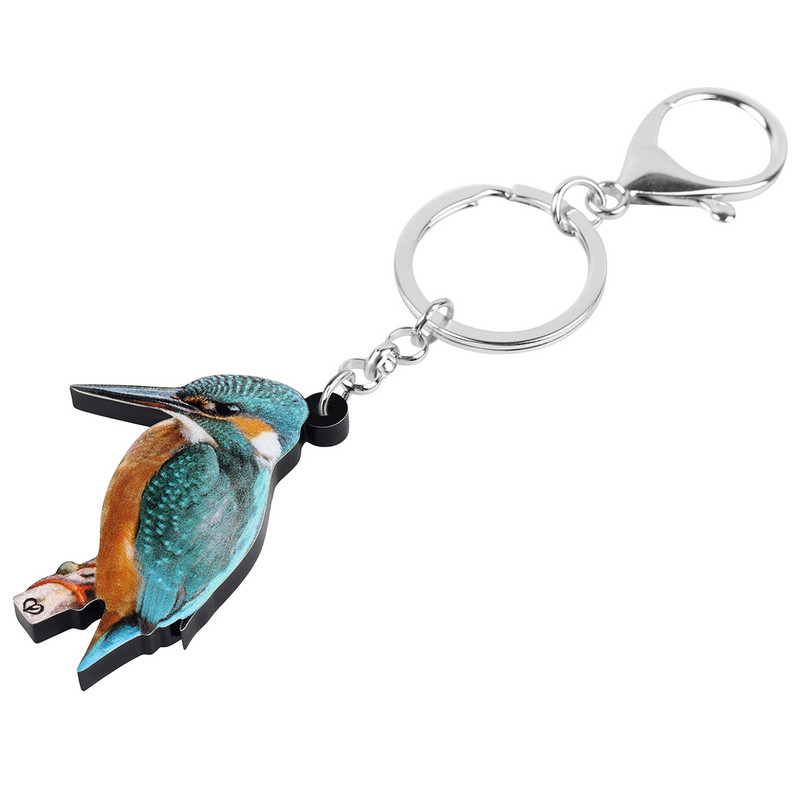 Breloc Bonsny acrilic dulce kingfisher Breloc chei pasăre animal drăguț Breloc bijuterii pentru femei, copii, adolescenți, cadouri de modă