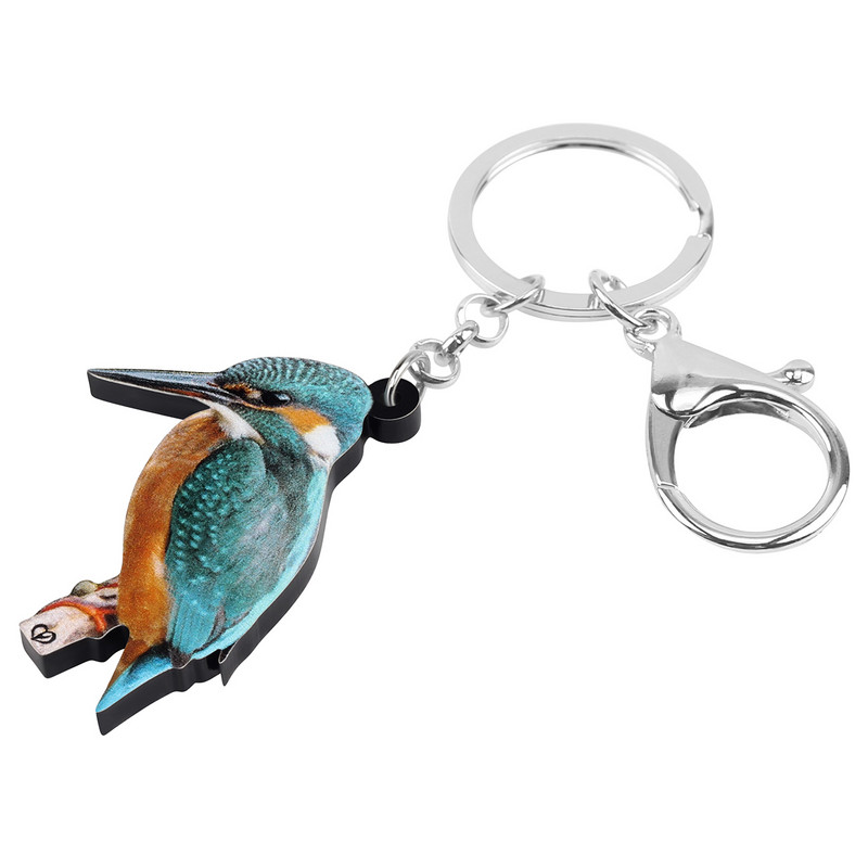 Breloc Bonsny acrilic dulce kingfisher Breloc chei pasăre animal drăguț Breloc bijuterii pentru femei, copii, adolescenți, cadouri de modă