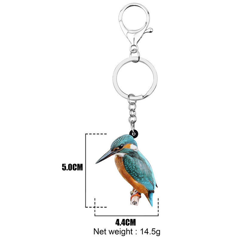 Breloc Bonsny acrilic dulce kingfisher Breloc chei pasăre animal drăguț Breloc bijuterii pentru femei, copii, adolescenți, cadouri de modă