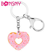 Bonsny Acrilic Ziua Îndrăgostiților Inimă Gogoși Breloc Inele Geantă Poșetă Auto Decoratiuni Brelocuri Pentru Femei Fată Adolescent Cadou la modă
