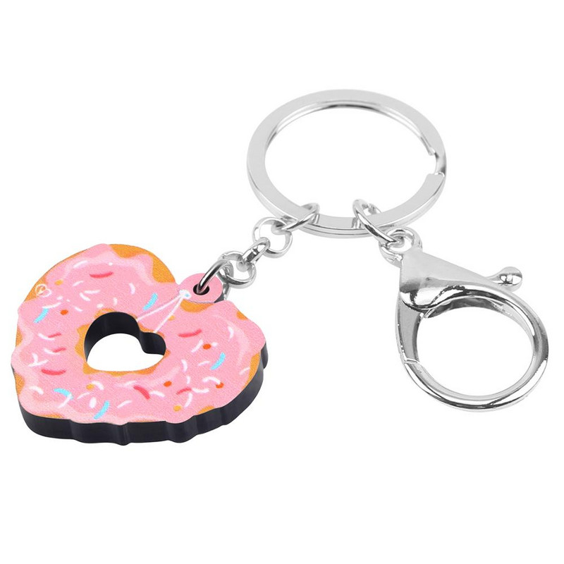 Bonsny Acrilic Ziua Îndrăgostiților Inimă Gogoși Breloc Inele Geantă Poșetă Auto Decoratiuni Brelocuri Pentru Femei Fată Adolescent Cadou la modă