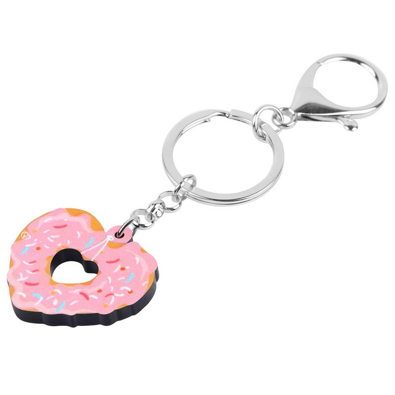 Bonsny Acrilic Ziua Îndrăgostiților Inimă Gogoși Breloc Inele Geantă Poșetă Auto Decoratiuni Brelocuri Pentru Femei Fată Adolescent Cadou la modă