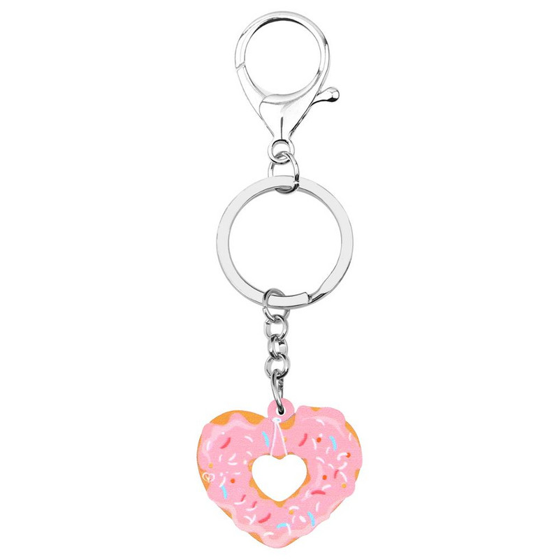 Bonsny Acrilic Ziua Îndrăgostiților Inimă Gogoși Breloc Inele Geantă Poșetă Auto Decoratiuni Brelocuri Pentru Femei Fată Adolescent Cadou la modă
