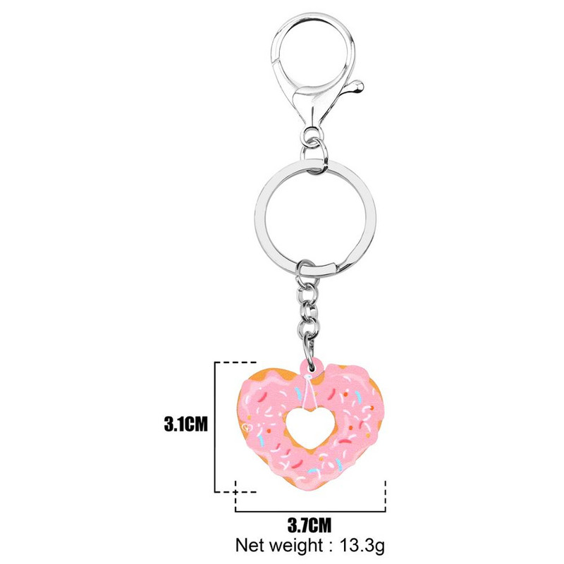 Bonsny Acrilic Ziua Îndrăgostiților Inimă Gogoși Breloc Inele Geantă Poșetă Auto Decoratiuni Brelocuri Pentru Femei Fată Adolescent Cadou la modă