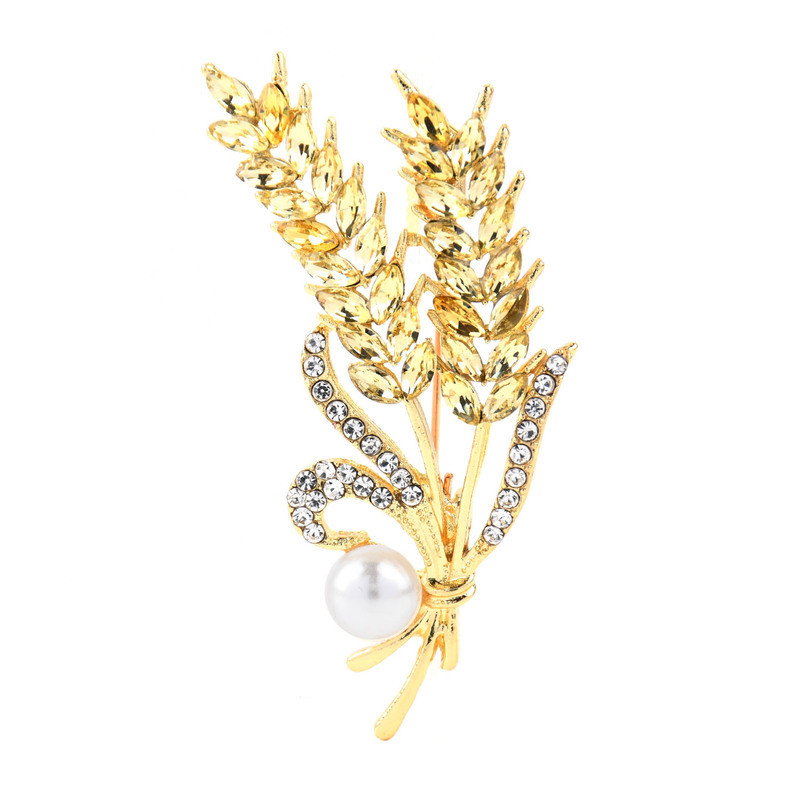 Broșă de ureche de grâu cu stras de lux Ace de guler pentru costum, femei strălucitoare, broșe de petrecere pentru bărbați, bijuterii, cadouri