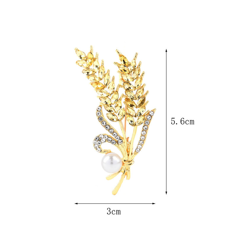 Broșă de ureche de grâu cu stras de lux Ace de guler pentru costum, femei strălucitoare, broșe de petrecere pentru bărbați, bijuterii, cadouri