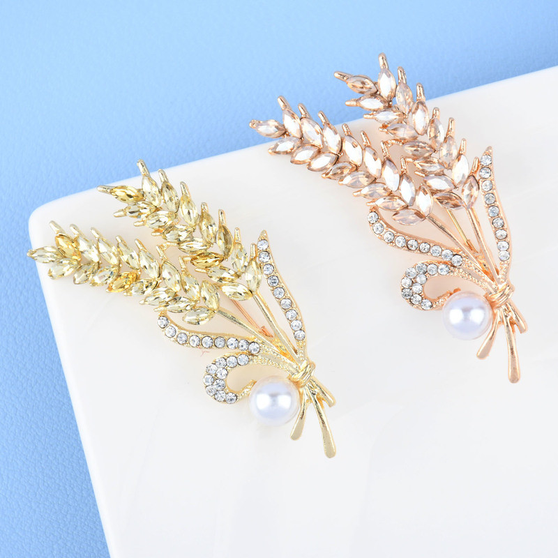 Broșă de ureche de grâu cu stras de lux Ace de guler pentru costum, femei strălucitoare, broșe de petrecere pentru bărbați, bijuterii, cadouri