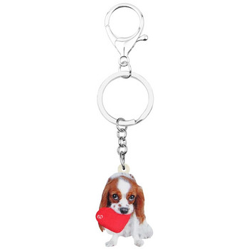 Bonsny ακρυλικό του Αγίου Βαλεντίνου Cavalier King Charles Spaniel Μπρελόκ για σκύλους Δαχτυλίδι Τσάντα Μπρελόκ Πορτοφόλι αυτοκινήτου Για Γυναικεία κορίτσι Έφηβο Δώρο