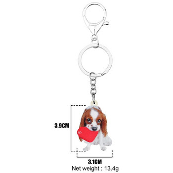 Bonsny ακρυλικό του Αγίου Βαλεντίνου Cavalier King Charles Spaniel Μπρελόκ για σκύλους Δαχτυλίδι Τσάντα Μπρελόκ Πορτοφόλι αυτοκινήτου Για Γυναικεία κορίτσι Έφηβο Δώρο