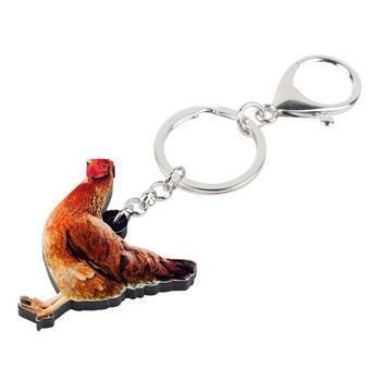 Bonsny Statement Acrylic Farm Chicken Hen Keychains Keychains Ring Fowl Animal Jewels for Women Girls Handbag Charms Χονδρική